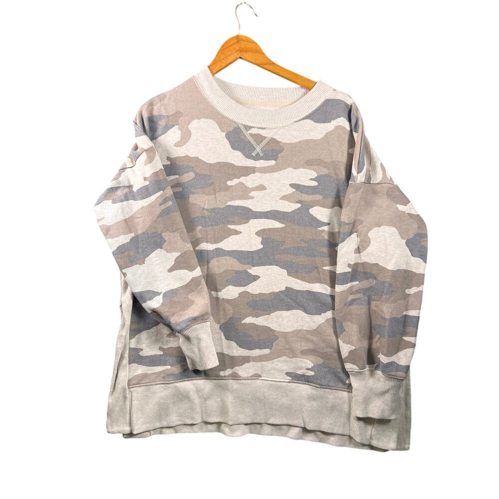 Aerie Camouflage Pullover Sweatshirt Size M Brown Multicolor